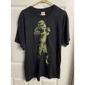 Star Wars T-Shirt  Mens L Black Crew Neck Short Sleeved camo Storm Trooper NWOT